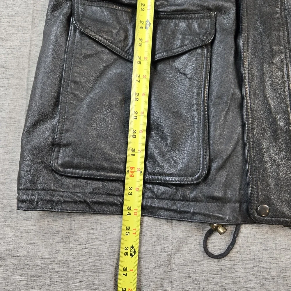 VTG John Ashford Men's Leather Coat Fully Lined High‎ Collar zip Snap Size XL